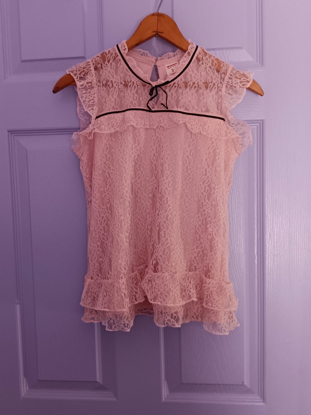 Arizona Jean Company | Girls Pretty Pink Lace Ruffle Cap-Sleeve Top Size XL 16